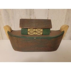 Noah's Ark - Solid Wood Decoration - "Village Collectibles" - 12" x 4" x 5.5"